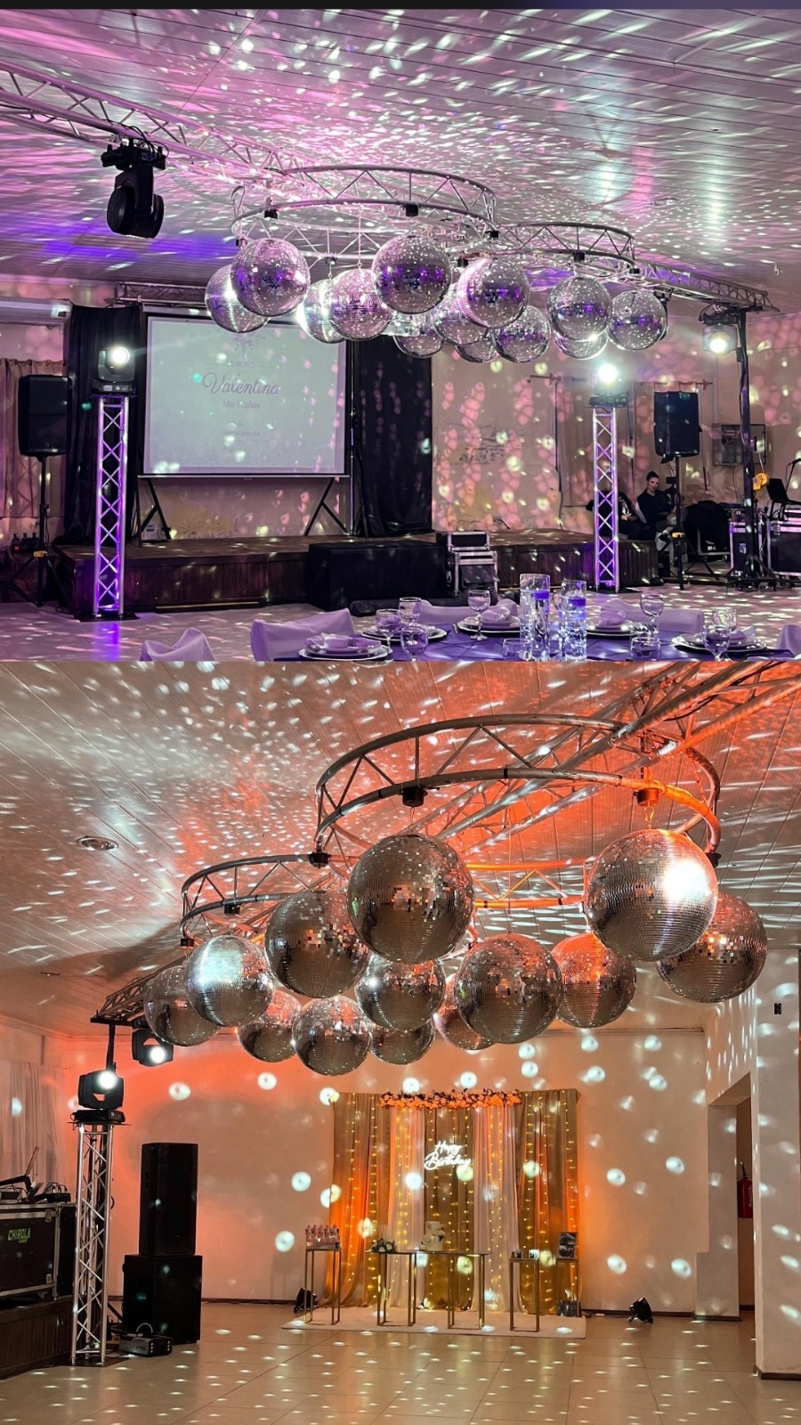 Aros espejados y ambientación de salón